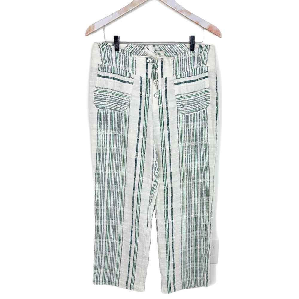 Sundance Gigi Striped Plaid Cotton Pants Blue Green White Size XS Petite